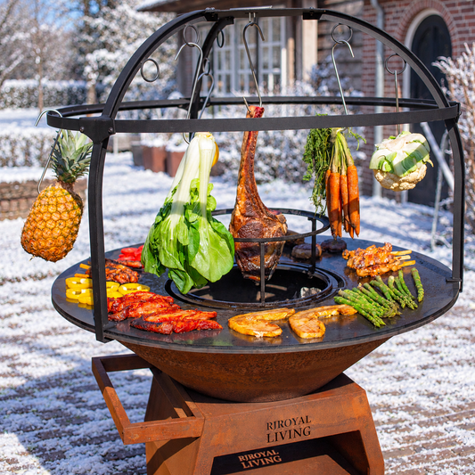 BBQ Plancha Cage 100cm Ø — ambiance hivernale
