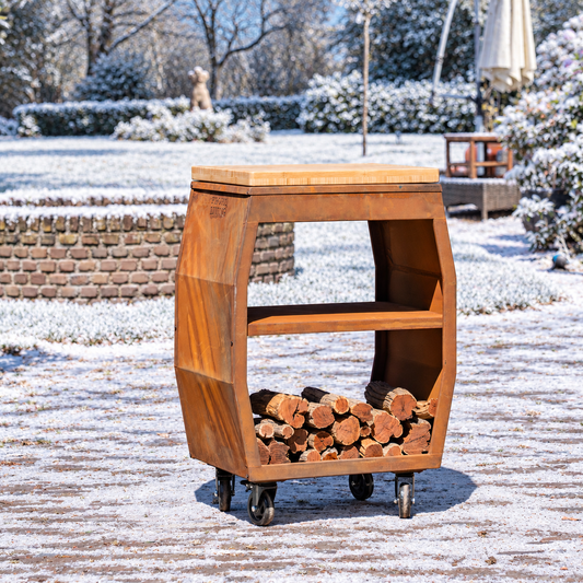 Table Plancha BBQ - Tabla Cortar Acier Corten - Avec Planche à découper — ambiance hivernale