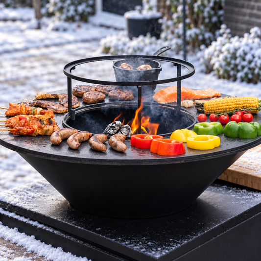 BBQ Plancha Wok Ring — ambiance hivernale