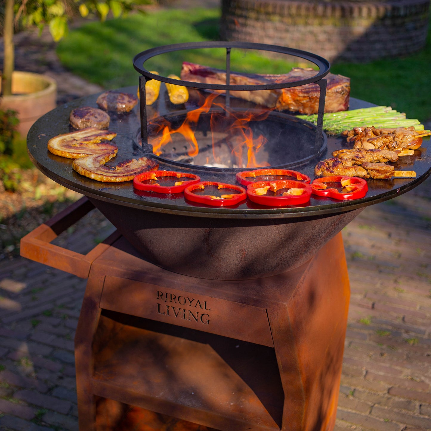 BBQ Plancha Grill Maestro Smokeless XXL Ø80 cm en acier corten - Plancha sans fumée