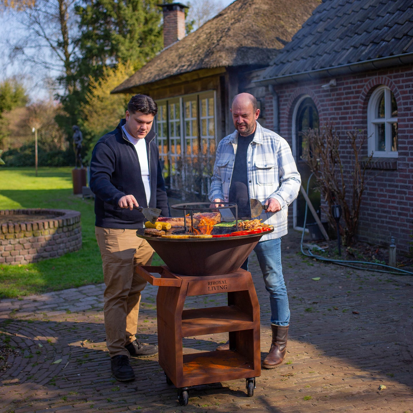 BBQ Plancha Grill Maestro Smokeless XXL Ø80 cm en acier corten - Plancha sans fumée