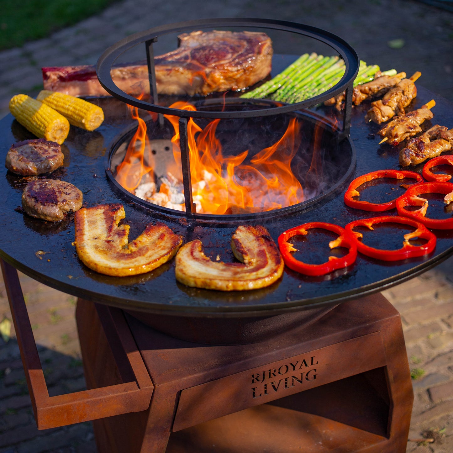 BBQ Plancha Grill Maestro Smokeless XXL Ø80 cm en acier corten - Plancha sans fumée
