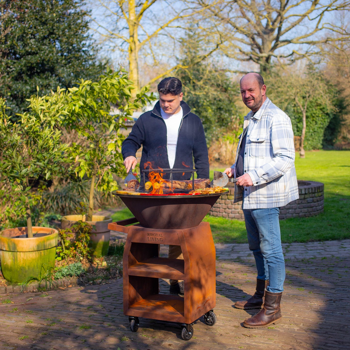 BBQ Plancha Grill Maestro Smokeless XXL Ø80 cm en acier corten - Plancha sans fumée