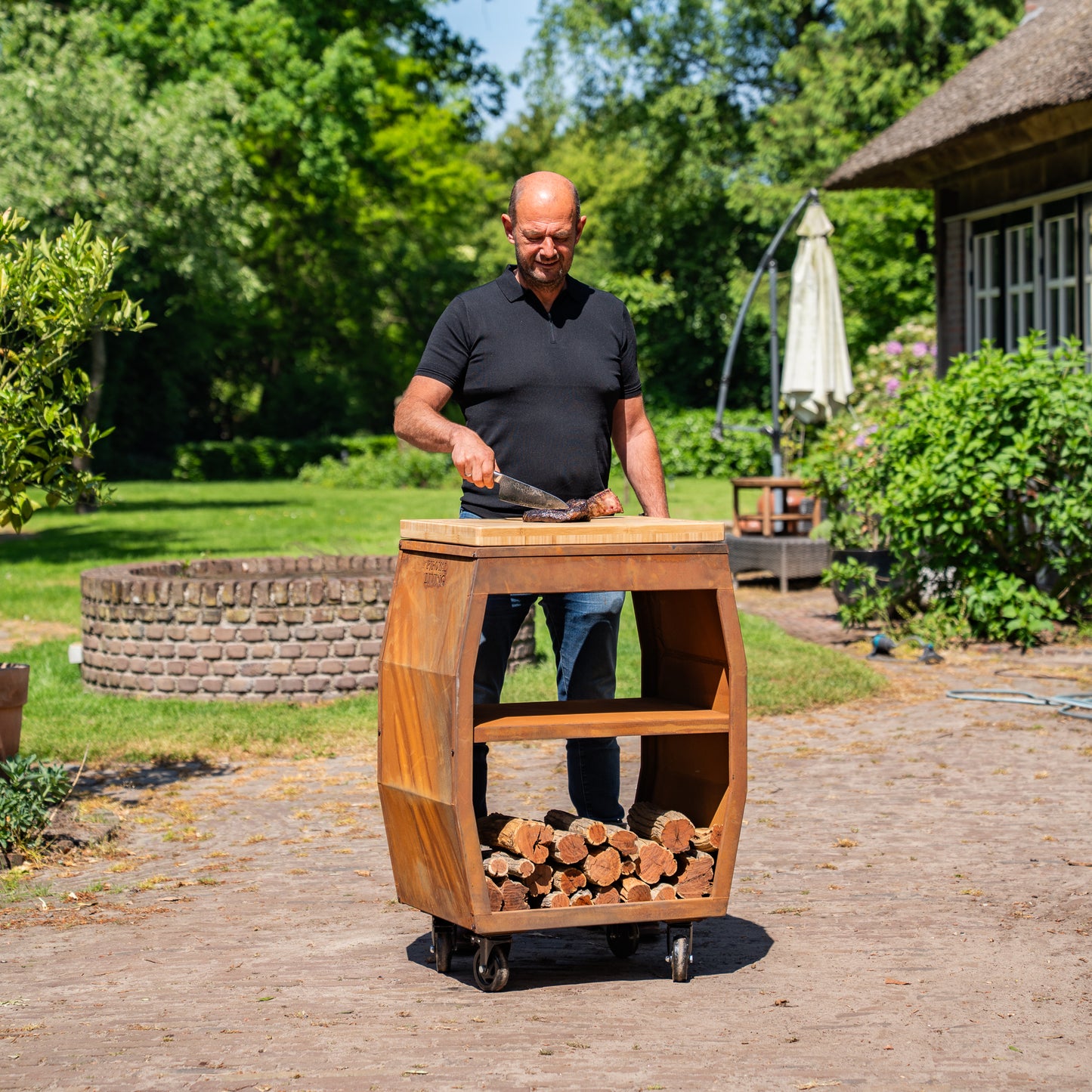 Table Plancha BBQ - Tabla Cortar Acier Corten - Avec Planche à découper