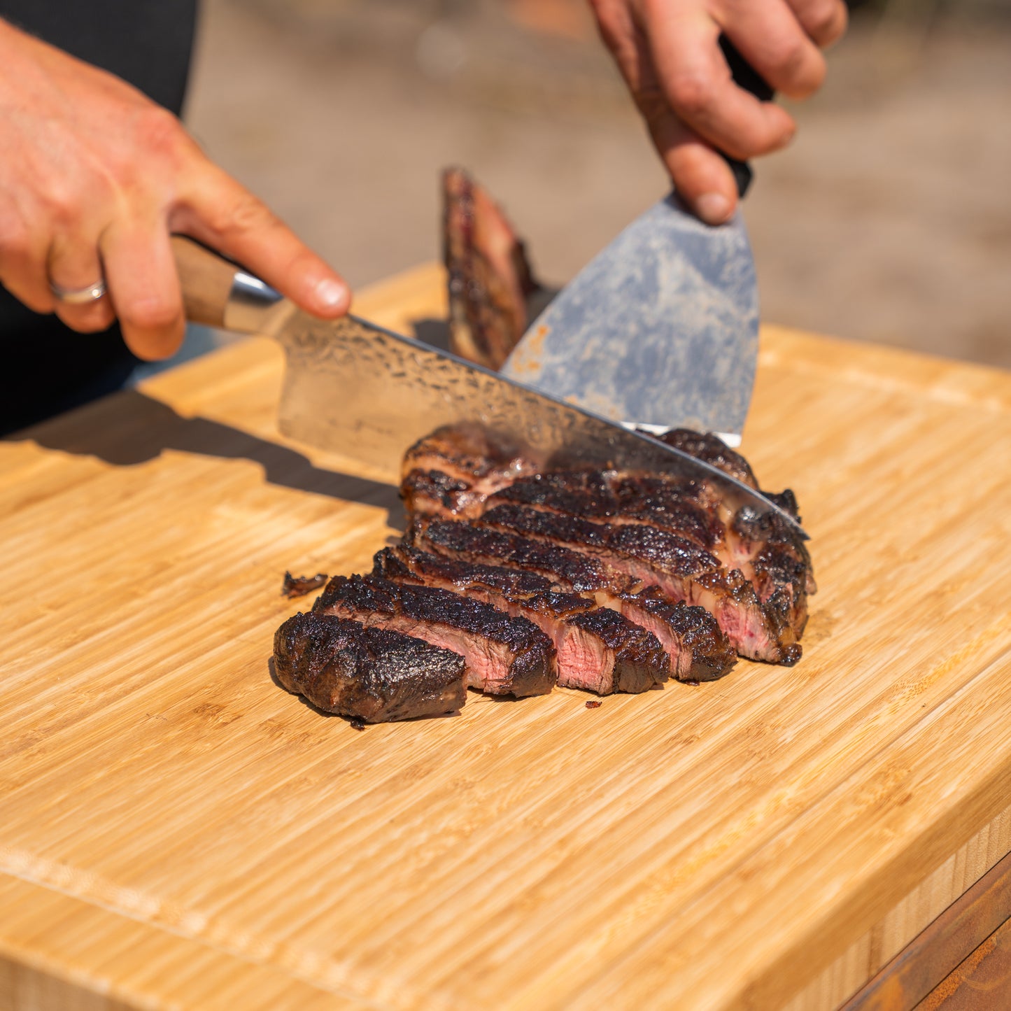 Table Plancha BBQ - Tabla Cortar Acier Corten - Avec Planche à découper