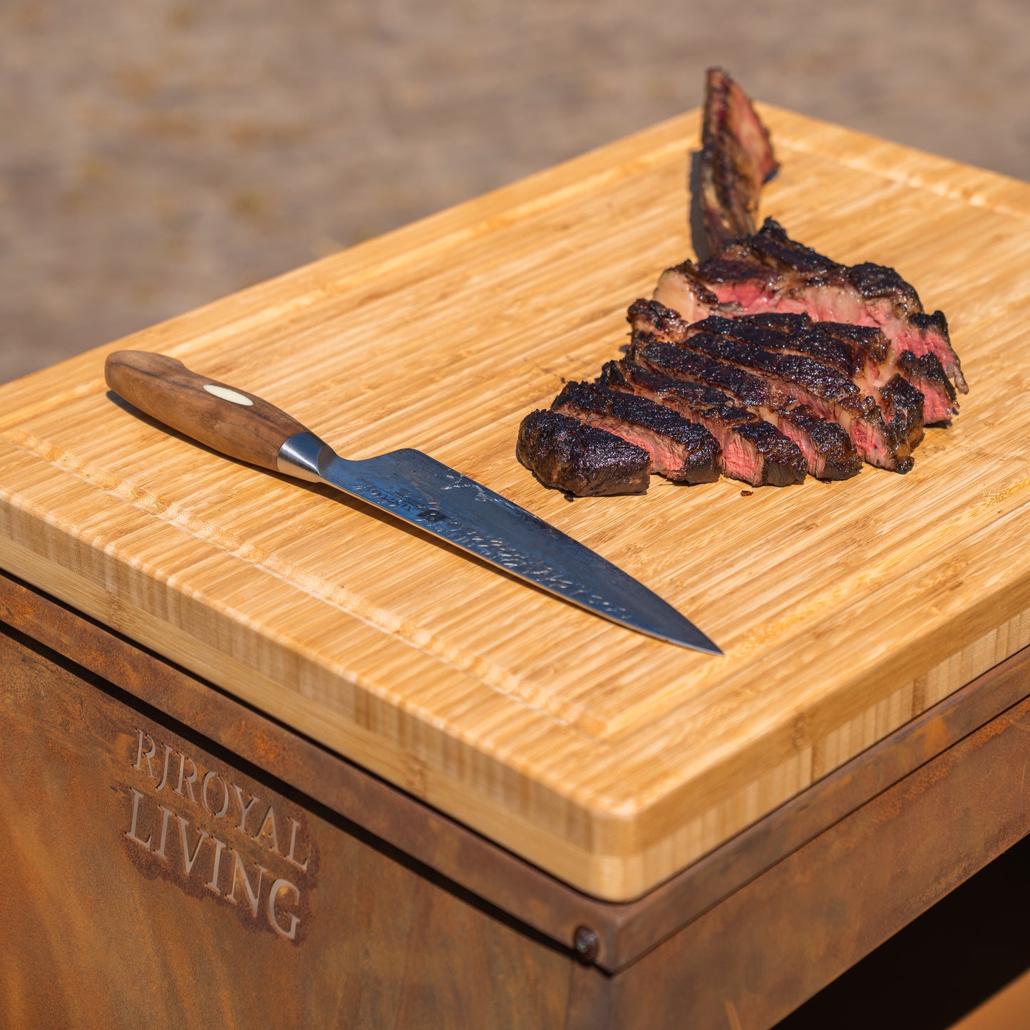 Table Plancha BBQ - Tabla Cortar Acier Corten - Avec Planche à découper