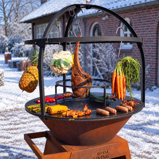 BBQ Plancha Cage 80cm Ø — ambiance hivernale
