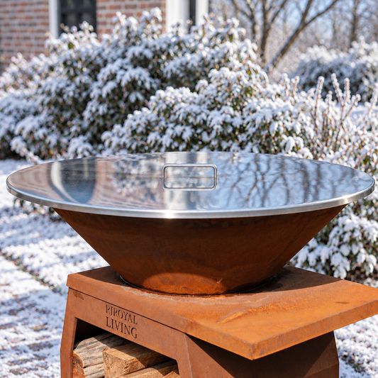Plaque de couverture de la plancha BBQ en acier inoxydable 304 — ambiance hivernale